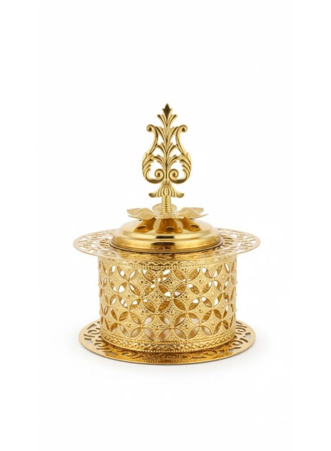 Decorative Gold Metal Incense Burner – Elegant Mabkhara Bakhoor Holder for Home Decor